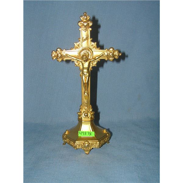 eHigh quality gold tone cast metal Jesus on the cross