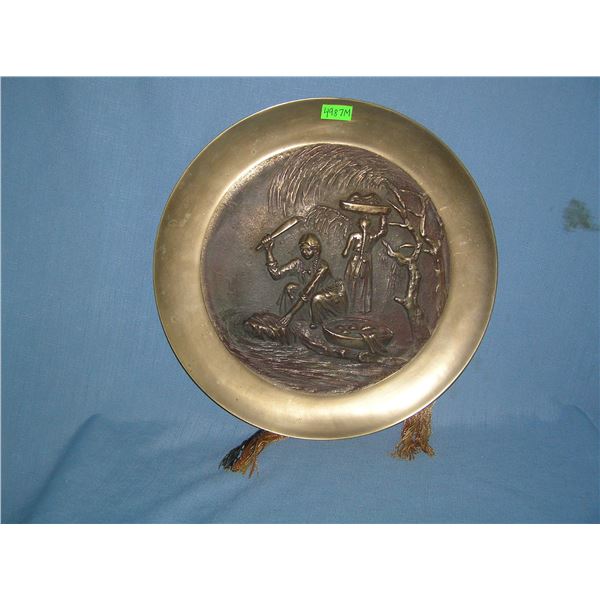 Antique solid bronze wall charger