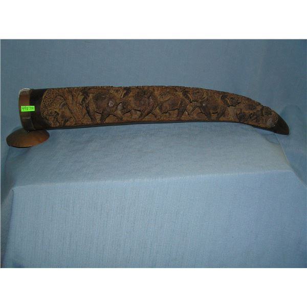 Antique hand carved wooden elephant tusk