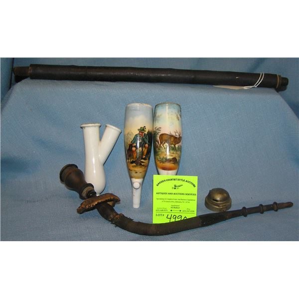 Large antique German porcelain and wood pipe