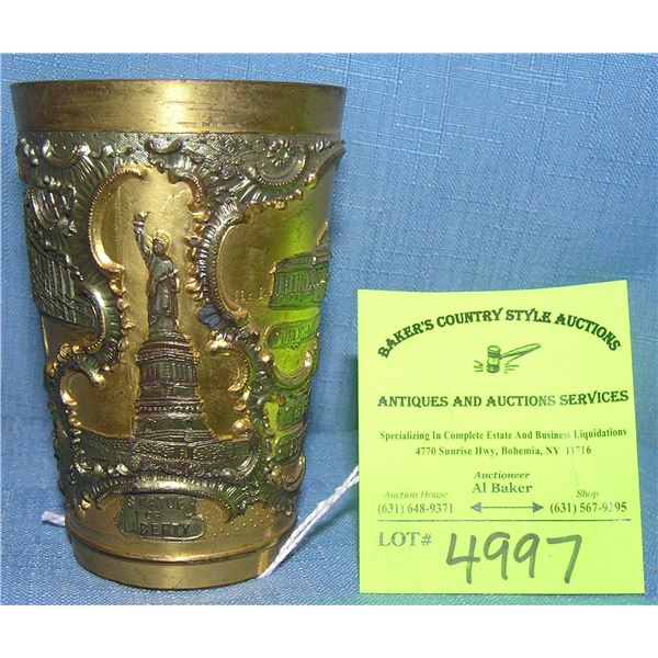 Early Pewter souvenir of NY drink cup