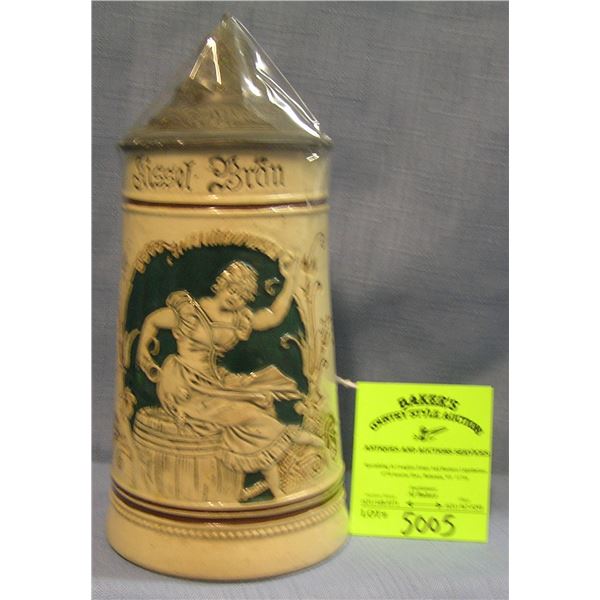 Early German Beer stein with pewter lid