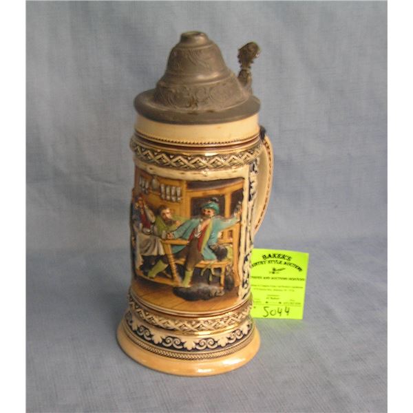 Vintage German Beer stein with pewter lid