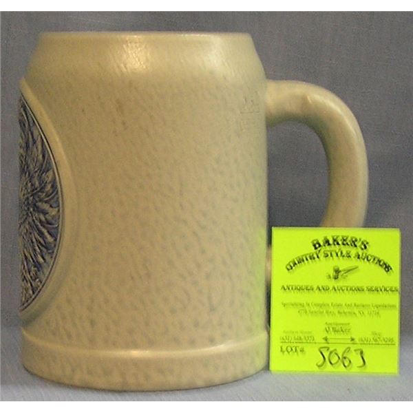 Vintage German beer stein with cobalt blue phoenix design