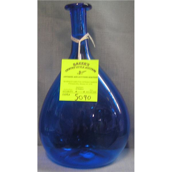 Antique cobalt blue hand blown liquor decanter