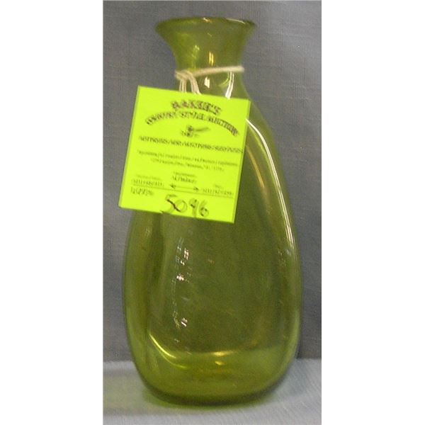 Antique hand blown greenish amber decanter