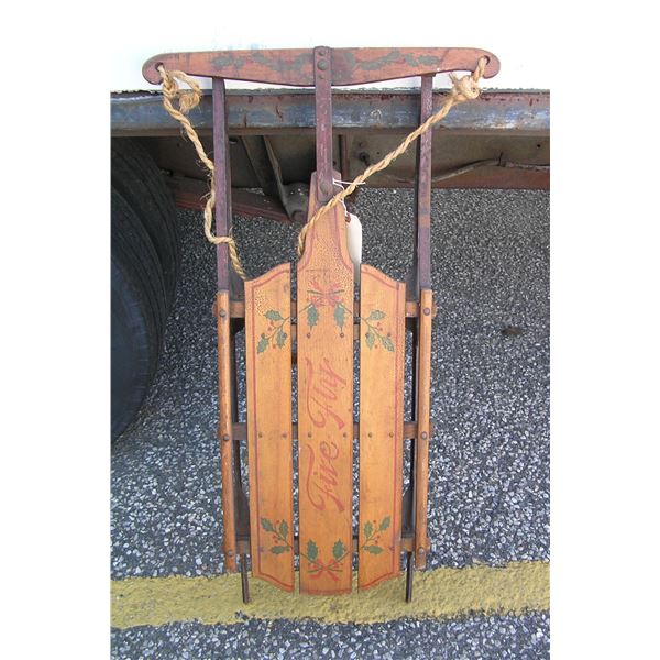 Antique stencil decorated Fire Fly sled