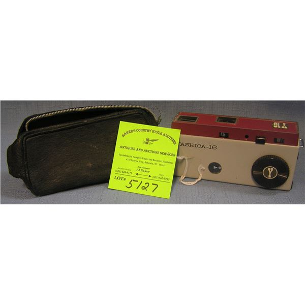 Early Yashika miniature camera and leather case