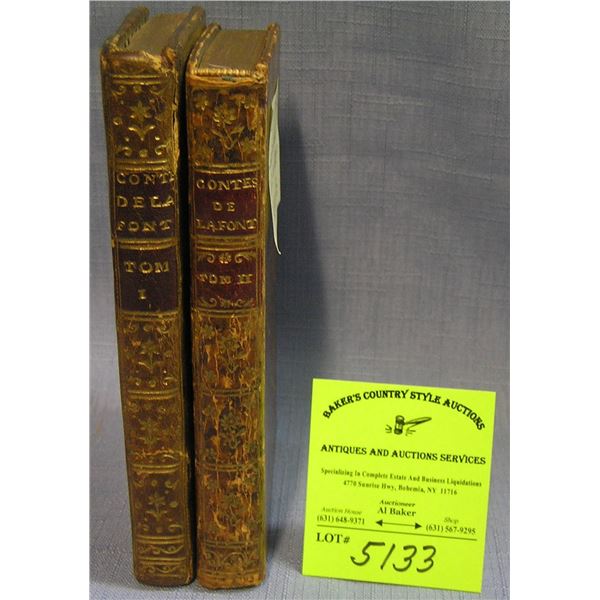 Pair of antique leather bound books