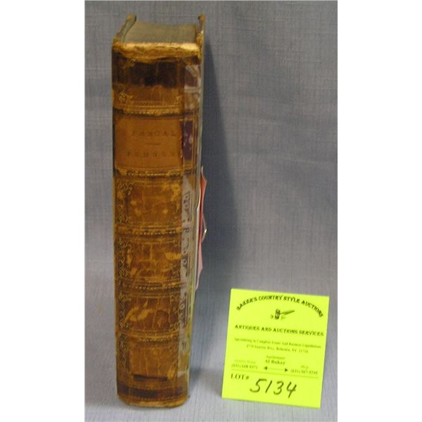 Antique leather bound book thoughts of Pascal