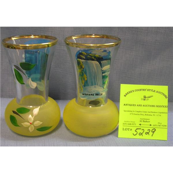 Pair of great early Niagara Falls souvenir vases