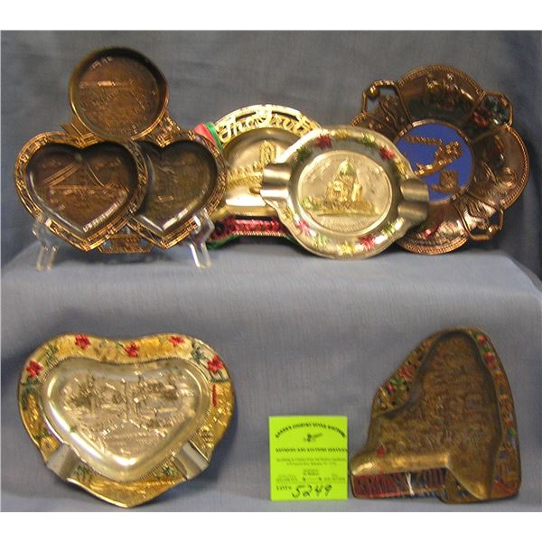 Collection of vintage cast metal souvenir dishes