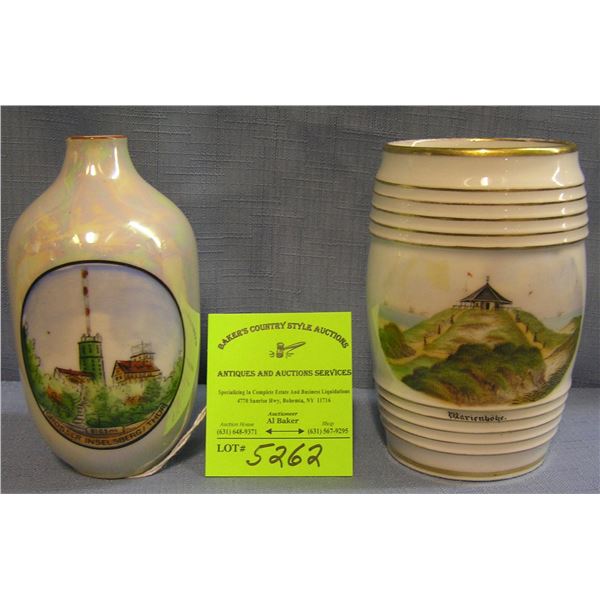 Pair of early German souvenir vases