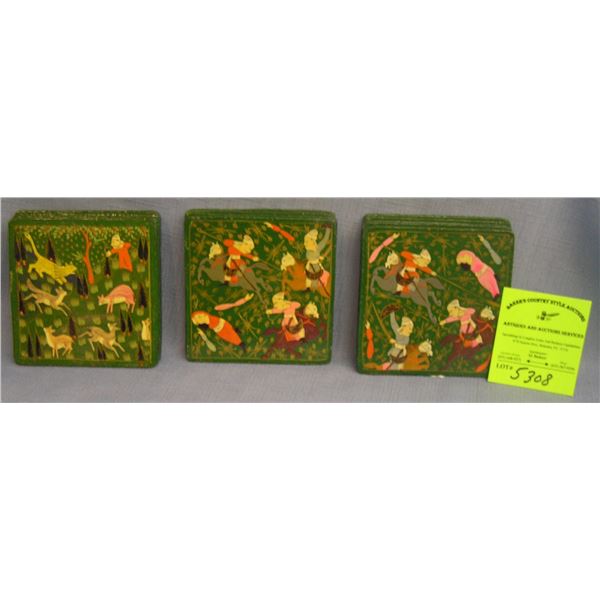 Asian warriors on horseback coaster set