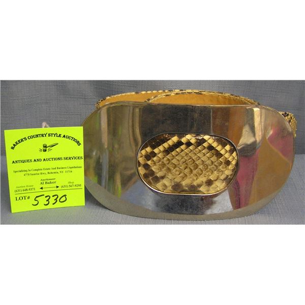High quality snake skin belt with chrome buckle