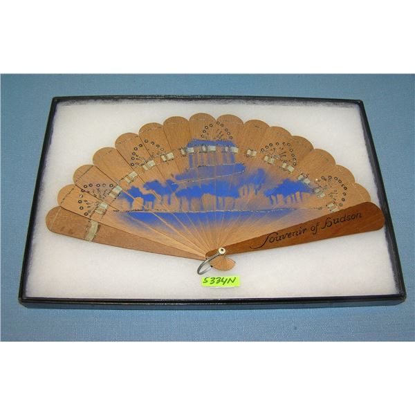 Antique souvenir wooden fan