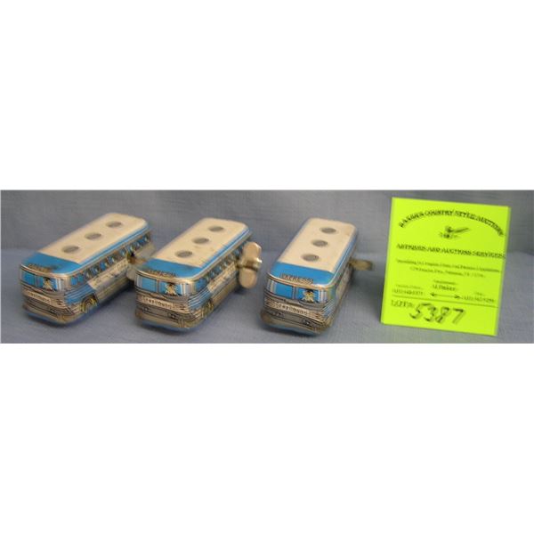 Vintage all tin windup mechanical greyhound buses