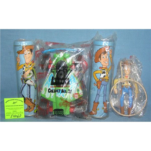 Group of vintage toy story toys and collectibles