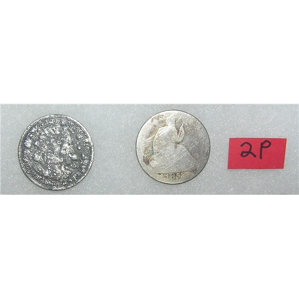 Pair of early silver half dollar coins