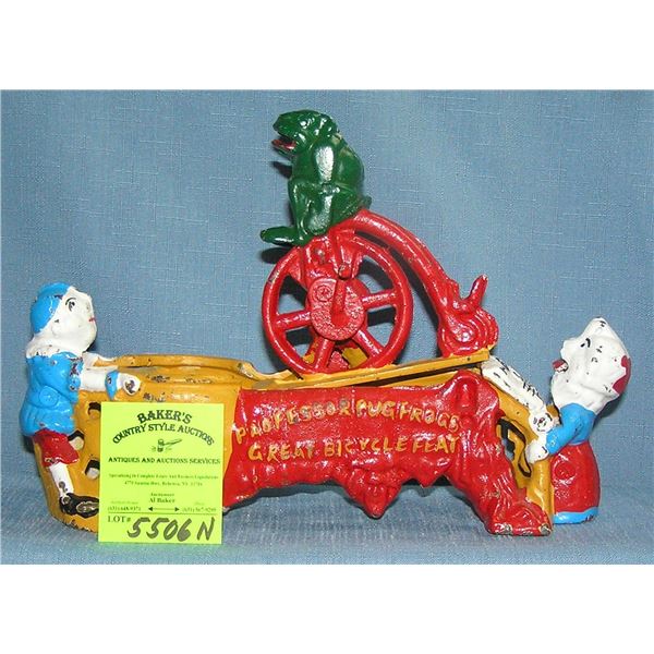 Vintage cast iron Professor Pug Frog bank
