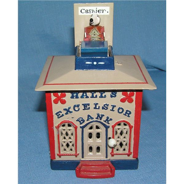 Early Hall's Excelsior cast iron mechanical bank