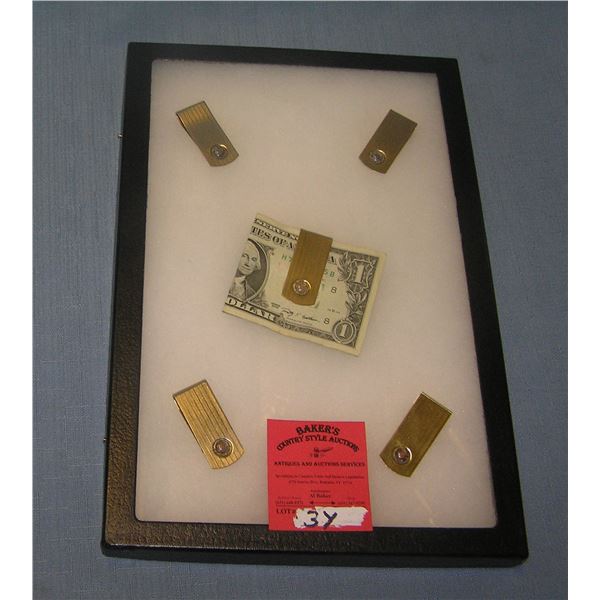 Group of vintage gold plated money clips