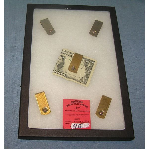 Group of vintage gold plated money clips
