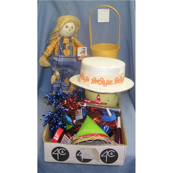 Group of Halloween and holiday decorations