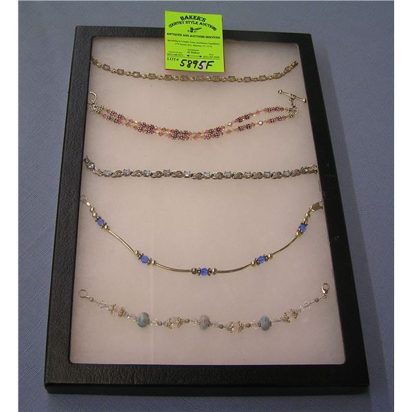 Group of sterling silver semi precious stone bracelets