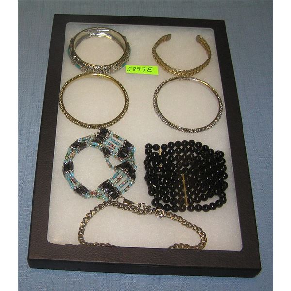 Collection of vintage costume jewelry bracelets