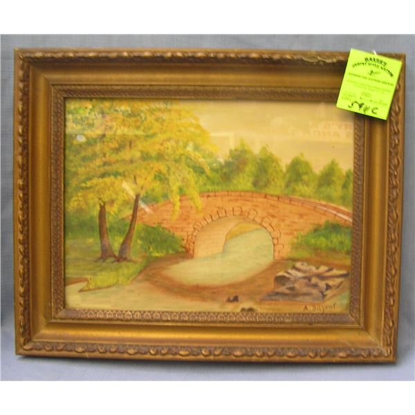 Vintage landscape painting signed A. Dujour