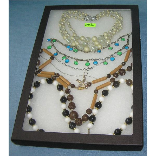Group of vintage costume jewelry necklaces