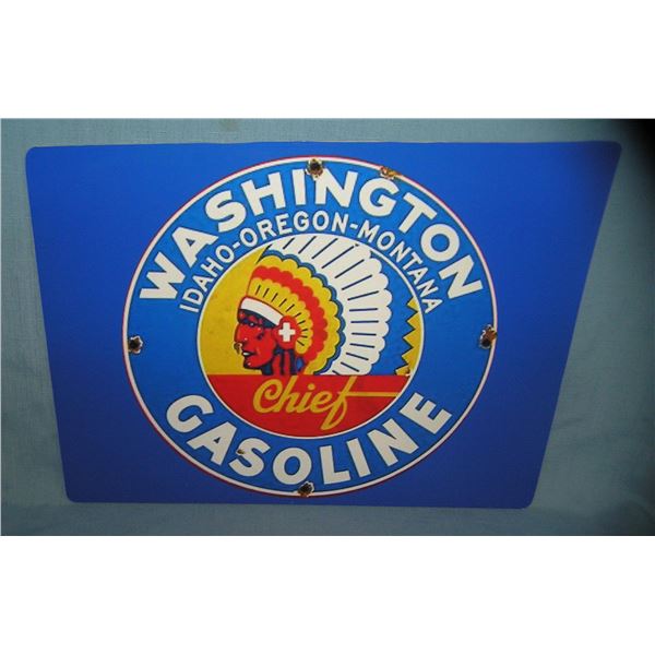Washington Indian Chief gasoline retro style sign