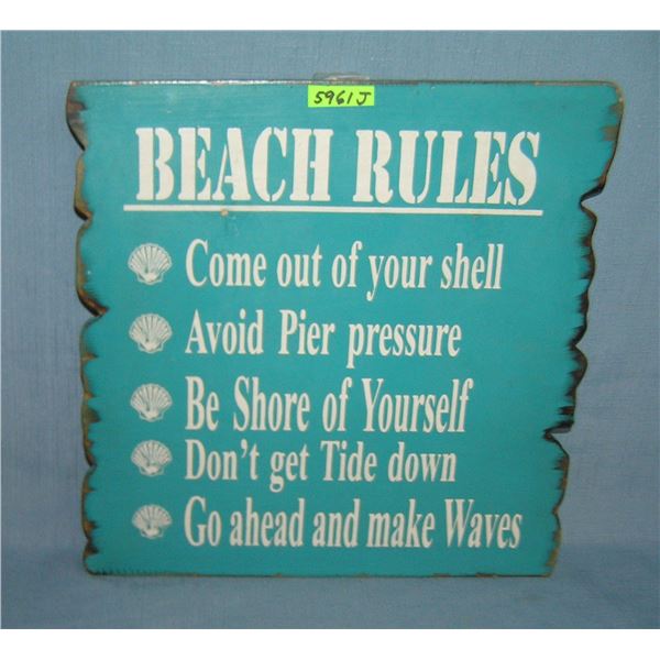 Beach rules decorative wall display sign