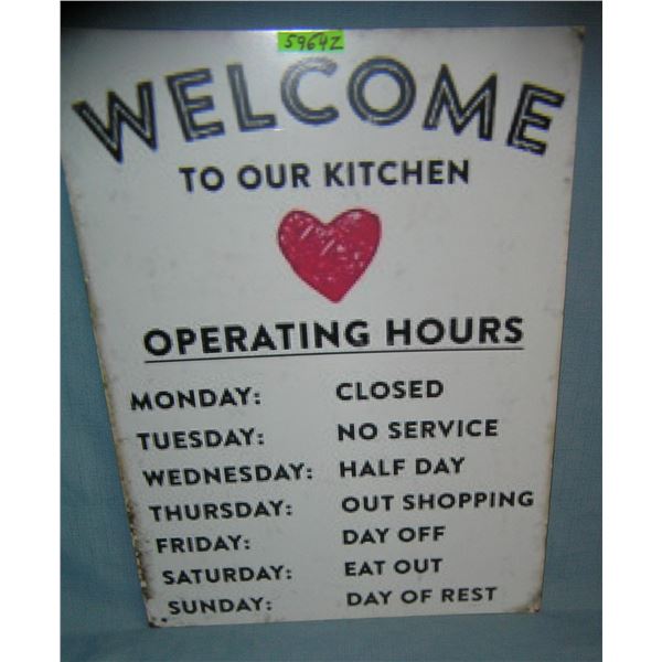 Welcome to our kitchen retro style advertising sign