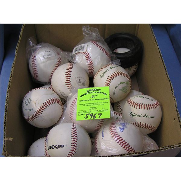 Box full of brand new and like new baseballs