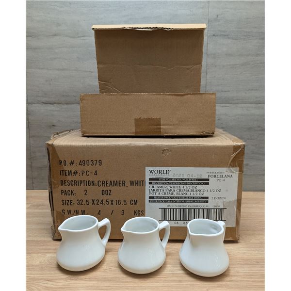 4-1/2oz Ultra Bright White Porcelain Creamers - Lot of 24 (1 Case) | PC-4/R2-1