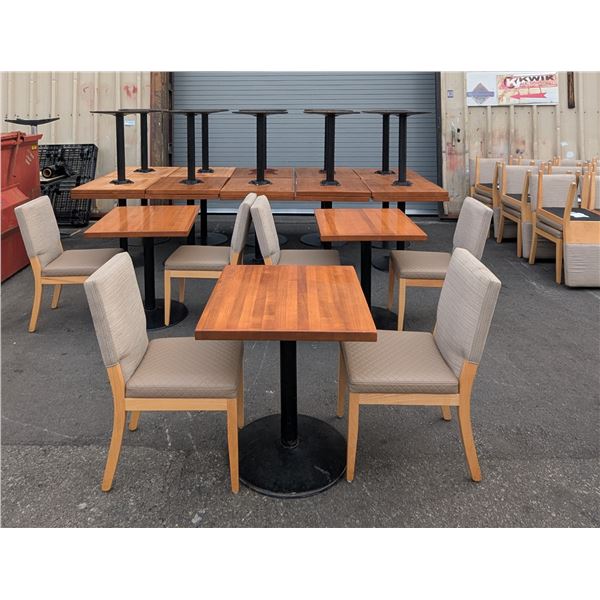 Woodworks 31" x 27" Tables & Fabric Chairs - Lot of 69pcs | BHset16