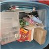 Image 2 : Blue Tote w/ Contents - Orgainzers, DVD Recorder, Hardware, Smoke Alarm, Misc