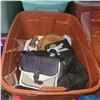 Image 2 : Brick Red Tote w/ Contents - Purses, Tote, Portable DVD Player, Wooden Decor, Linens
