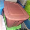 Image 1 : Brick Red Tote w/ Contents - Purses, Signed Sports Items, Die Cast Cars, Cat Decor