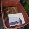 Image 21 : Brick Red Tote w/ Contents - Purses, Signed Sports Items, Die Cast Cars, Cat Decor