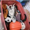 Image 1 : Brick Red Tote w/ Contents - Hallowe'en Decor