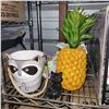 Image 4 : Box w/ Contents - Funny Shower Curtain, Textiles, Horse & Pineapple Decor Etc