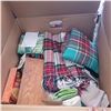 Image 2 : Box w/ Contents - Blankets, Linens, Misc