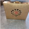 Image 1 : Gold Coloured Box w/ Contents - Linens, Etc