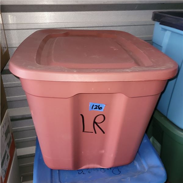 Brick Red Tote w/ Contents - Compressor Hose, Pressure Washer Hose, Gas Hose, RC Trucks