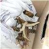 Image 8 : Box w/ Contents - Brass, Glass, Antler Decor +