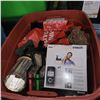 Image 2 : Brick Red Tote w/ Contents - Reindeer Decor, Winter Gear, Syder Jacket XXL, Mountain Hardwear XXL