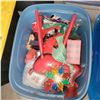 Image 2 : Blue Tote w/ Contents - Xmas Items Wiinie The Pooh Plate, Keyboard ++